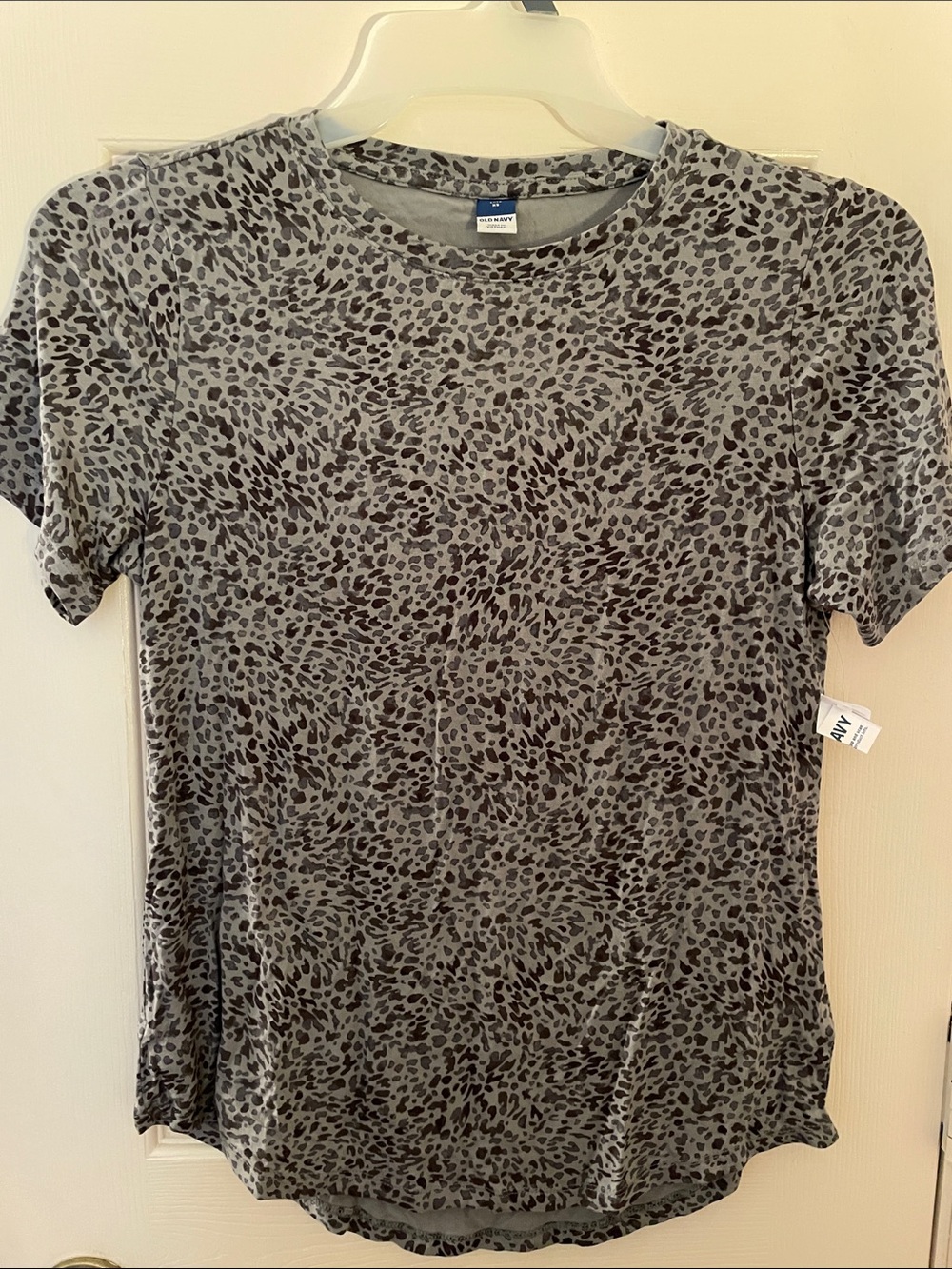 Old Navy Luxe Charcoal Gray Leopard-Print Short Sleeve Tee Xs New